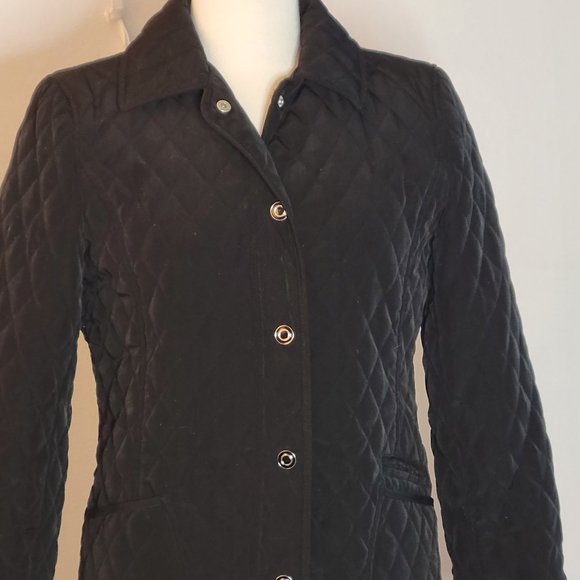 Gallery Brand Ladies Black Quilted Jacket Snap Up Front Pockets Size M - Picture 2 of 12